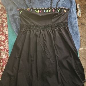 SHEIN Black Midi Dress with Colorful Trim